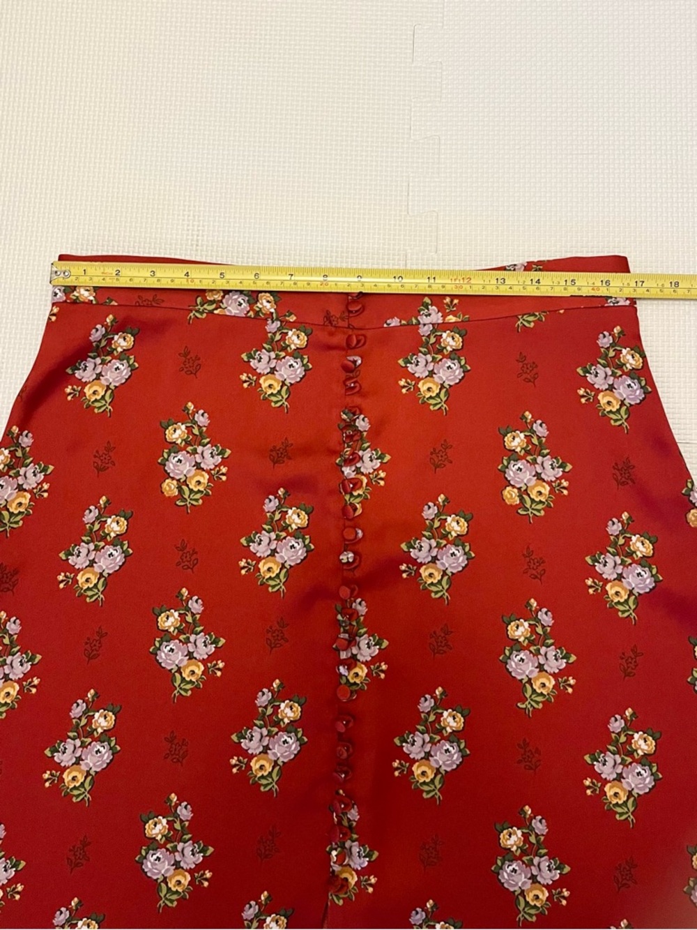 Zara Floral Midi Skirt Button Front Slit A-Line Size XL - Picture 11 of 12